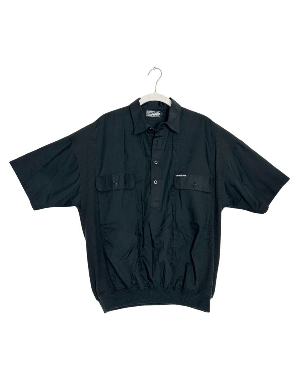Vintage 90s Members Only Pullover Banded Hem Shirt in Black - Sz L